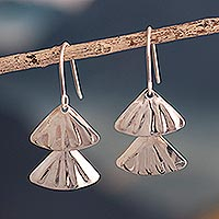 Sterling silver dangle earrings, 'Falling Fans'