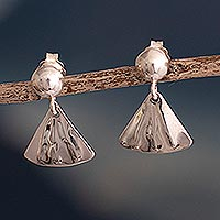 Sterling silver dangle earrings, 'Dancing Fan' - Sterling Silver Dangle Earrings with Fan Design from Peru