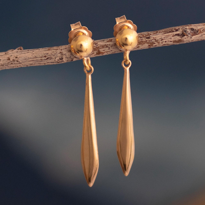 Vergoldete Ohrhänger - 18 Karat vergoldete, schlanke Ohrhänger aus Peru
