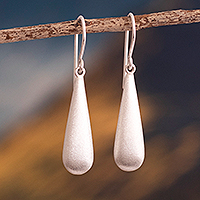 Sterling silver dangle earrings, 'Glowing Raindrops'