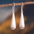 Sterling silver dangle earrings, 'Glowing Raindrops' - Brushed Sterling Silver Dangle Teardrop Earrings with Hooks (image 2) thumbail