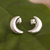 Sterling silver button earrings, 'Mirror Image Moons' - Sterling Silver Button Earrings with Crescent Moon Motif (image 2b) thumbail