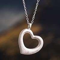 Sterling silver pendant necklace, 'Dancing Heart'