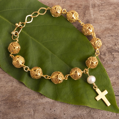 Cultured pearl rosary bracelet, Decennary