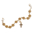 Cultured pearl rosary bracelet, 'Decennary' - Gold Filigree Decennary Rosary Bracelet with Cross and Pearl