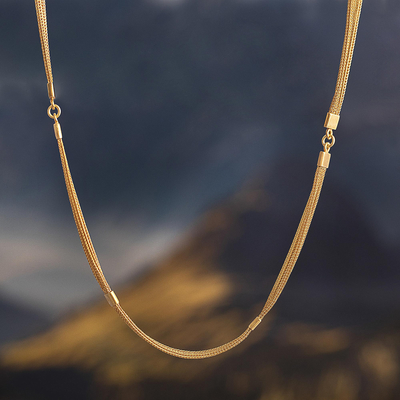 Vergoldete Halskette - Halskette aus 21 Karat vergoldetem Silber mit drei verbundenen Ketten