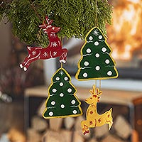 Recycled metal ornaments, 'Holiday Fantasy' (set of 4) - Artisan Crafted Metal Ornaments (Set of 4)