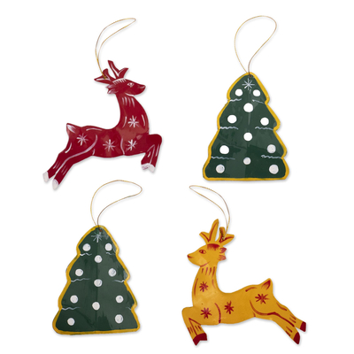 Artisan Crafted Metal Ornaments (Set of 4)