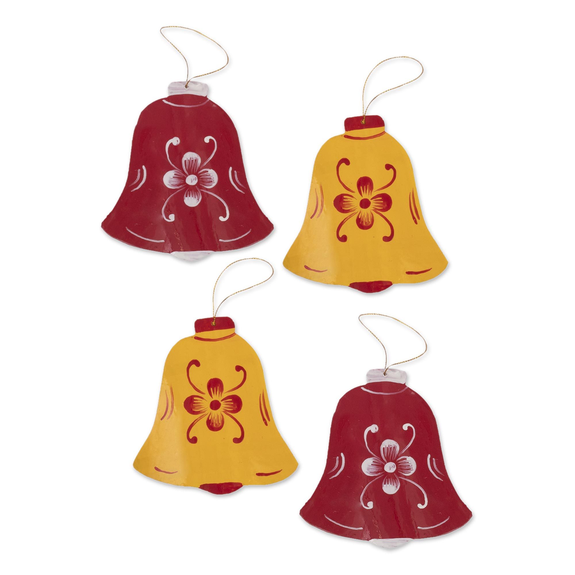 UNICEF Market Hand Painted Bell Ornaments (Set of 4) Bells of Christmas