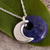 Sodalite pendant necklace, 'Waning Crescent Moon' - Sodalite and Sterling Silver Pendant Necklace with Moon (image 2b) thumbail