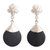 Obsidian dangle earrings, 'Volcanic Night Blossom' - Matte Black Obsidian with Sterling Silver Earrings thumbail