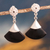 Obsidian dangle earrings, 'Peruvian Volcano' - Matte Black Obsidian and Sterling Silver Dangle Earrings (image 2) thumbail