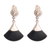 Obsidian dangle earrings, 'Peruvian Volcano' - Matte Black Obsidian and Sterling Silver Dangle Earrings thumbail