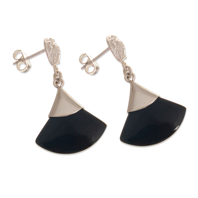 Obsidian-Ohrhänger - Ohrhänger aus mattschwarzem Obsidian und Sterlingsilber