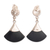 Obsidian dangle earrings, 'Peruvian Volcano' - Matte Black Obsidian and Sterling Silver Dangle Earrings (image 2c) thumbail