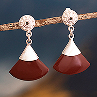 Jasper dangle earrings,  'Peruvian Fire' - Rust Colored Jasper and Sterling Silver Dangle Earrings