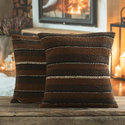 Alpaca blend cushion covers, 'Soft Brown' (pair) - Brown Alpaca Blend Throw Pillow Covers from Peru (Pair)