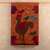 Wool tapestry, 'Rooster and Farmer' - Wool Wall Tapestry of Rooster on a Farm from Peru thumbail