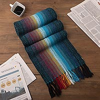 100% alpaca scarf, 'Pastoruri Rainbow' - Hand Woven 100% Alpaca Wool Scarf in Rainbow colours