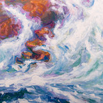 'Wild Sea' - Expressionist Acrylic on Canvas of Wave Breaking on Rocks