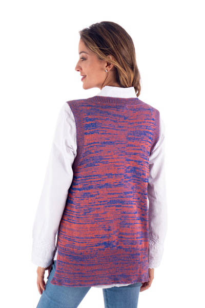 Cotton blend sweater vest, 'Opposites in Harmony' - Blue and Orange Knit Sweater Vest in Cotton and Rayon