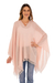 Cotton poncho, 'Pink Cream' - Cotton Pale Peach Handwoven Fringed Poncho from Peru (image 2a) thumbail