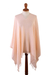 Cotton poncho, 'Pink Cream' - Cotton Pale Peach Handwoven Fringed Poncho from Peru (image 2e) thumbail