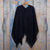 Cotton poncho, 'Midnight Blues' - 100% Cotton Navy Blue Fringed Women's Poncho from Peru thumbail