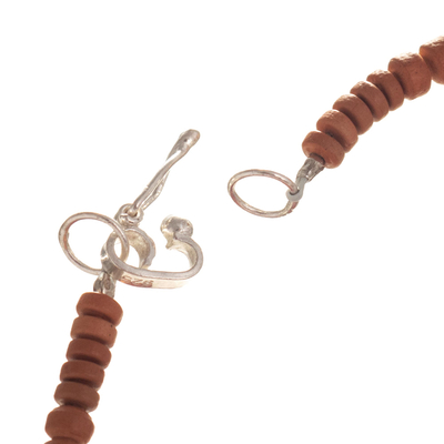 Ceramic beaded jewelry set, 'Cusco Dreams' - Brown Ceramic Beaded Necklace and Earring Set from Peru
