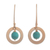 Gold plated dangle earrings, 'Blue-Green Universe' - 24K Gold Plated Circle Earrings with Reconstituted Turquoise (image 2a) thumbail