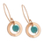 Gold plated dangle earrings, 'Blue-Green Universe' - 24K Gold Plated Circle Earrings with Reconstituted Turquoise (image 2b) thumbail