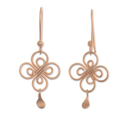 Gold plated dangle earrings, 'Cusco Butterflies' - Butterfly Inspired 24K Gold Plated Filigree Earrings