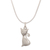 Sterling silver pendant necklace, 'Vain Kitty' - Sterling Silver Snake Chained Cat Pendant Necklace (image 2a) thumbail