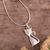 Sterling silver pendant necklace, 'Vain Kitty' - Sterling Silver Snake Chained Cat Pendant Necklace (image 2b) thumbail