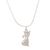 Sterling silver pendant necklace, 'Vain Kitty' - Sterling Silver Snake Chained Cat Pendant Necklace (image 2d) thumbail