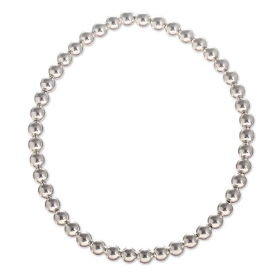 Sterling silver beaded stretch bracelet, 'Energy Orbs' - 925 Silver Beaded Bracelet with Minimalist Design