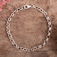 Sterling silver chain bracelet, 'Chic Simplicity' - Modern Classic Peruvian Sterling Silver Rolo Chain Bracelet