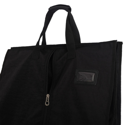 Canvas garment bag, 'Safe Travels' - Black Polyester Travel Bag with Multiple Compartments