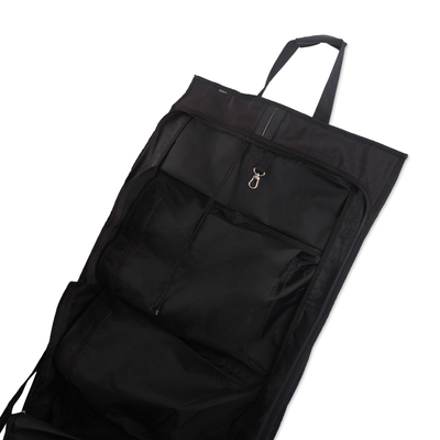 Portatrajes de lona - Bolsa de viaje de poliéster negro con varios compartimentos
