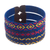 Natural fiber cuff bracelets, 'Blue Colombian Geometry' (set of 3) - Three Blue Cuff Bracelets Woven with Colombian Cane Fiber