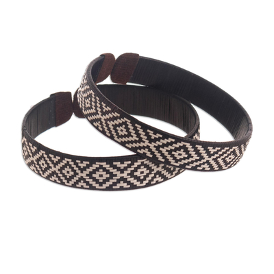 Brown Cuff Bracelets Woven with Colombian Cane Fiber (Pair)