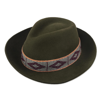 Alpaca and Wool Blend Forest Green Fedora from Peru