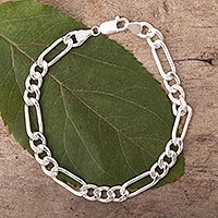 Sterling silver chain bracelet, 'San Borja Links'