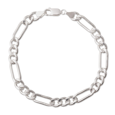 Sterling Silver Long and Short Link Chain Bracelet