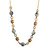 Opal station necklace, 'Alternating Orbs' - Necklace with Gold-Plated Orbs with Bluish Opal Beads