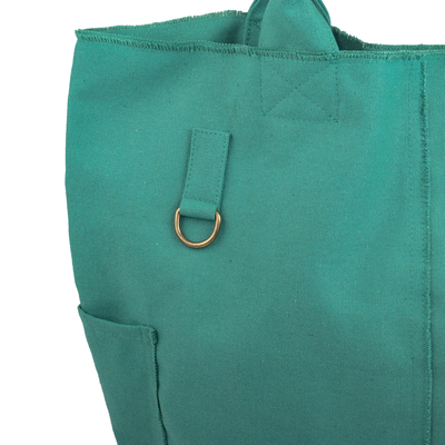 Baumwoll-Einkaufstasche - Türkisblaue Tragetasche aus Baumwolle mit vier Fächern