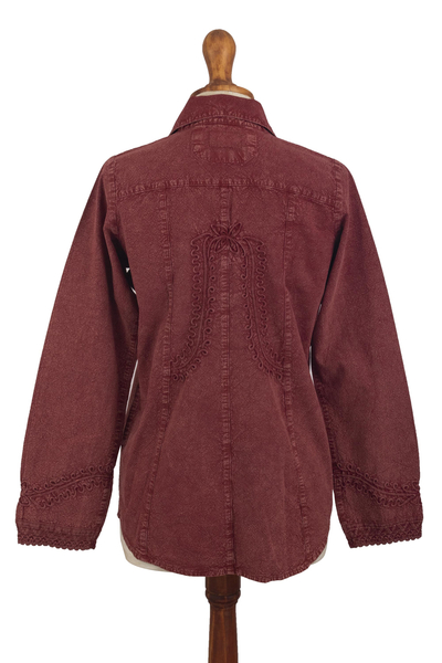 Baumwollbluse - Verzierte Bluse aus reiner Baumwolle aus Peru