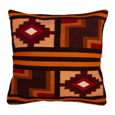 100% Wool Cushion Cover from Peru with Four Square Design