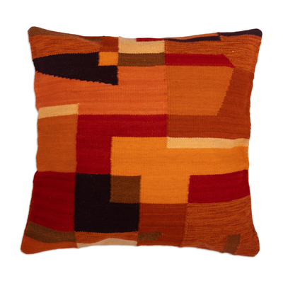 100% Wool Hand Woven Cushion Cover in Earth Tones from Peru