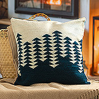Wool cushion cover, 'Mountain Shadows' - Inverse Forest Patterned Cushion Cover in 100% Wool